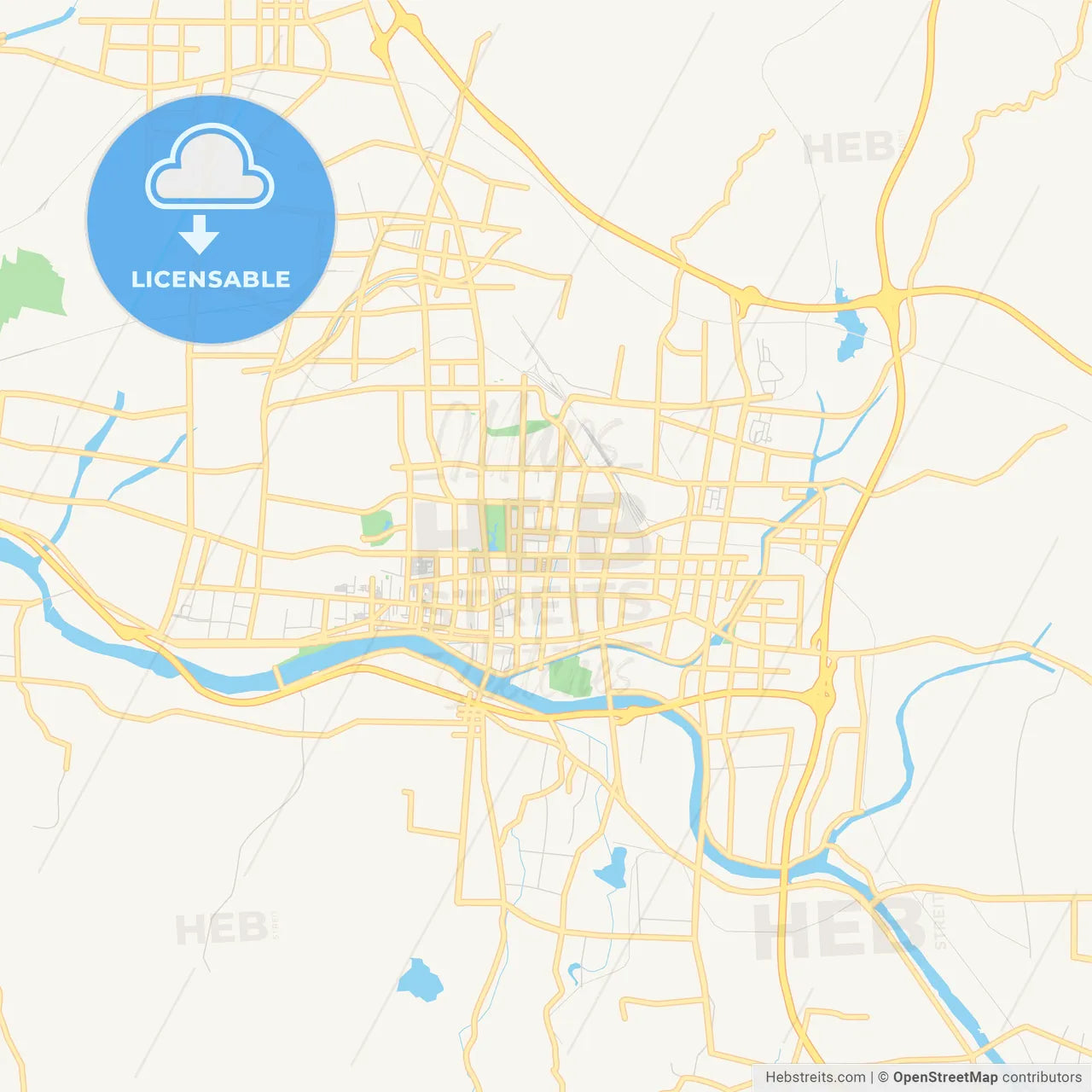 Printable street map of Laiwu, China