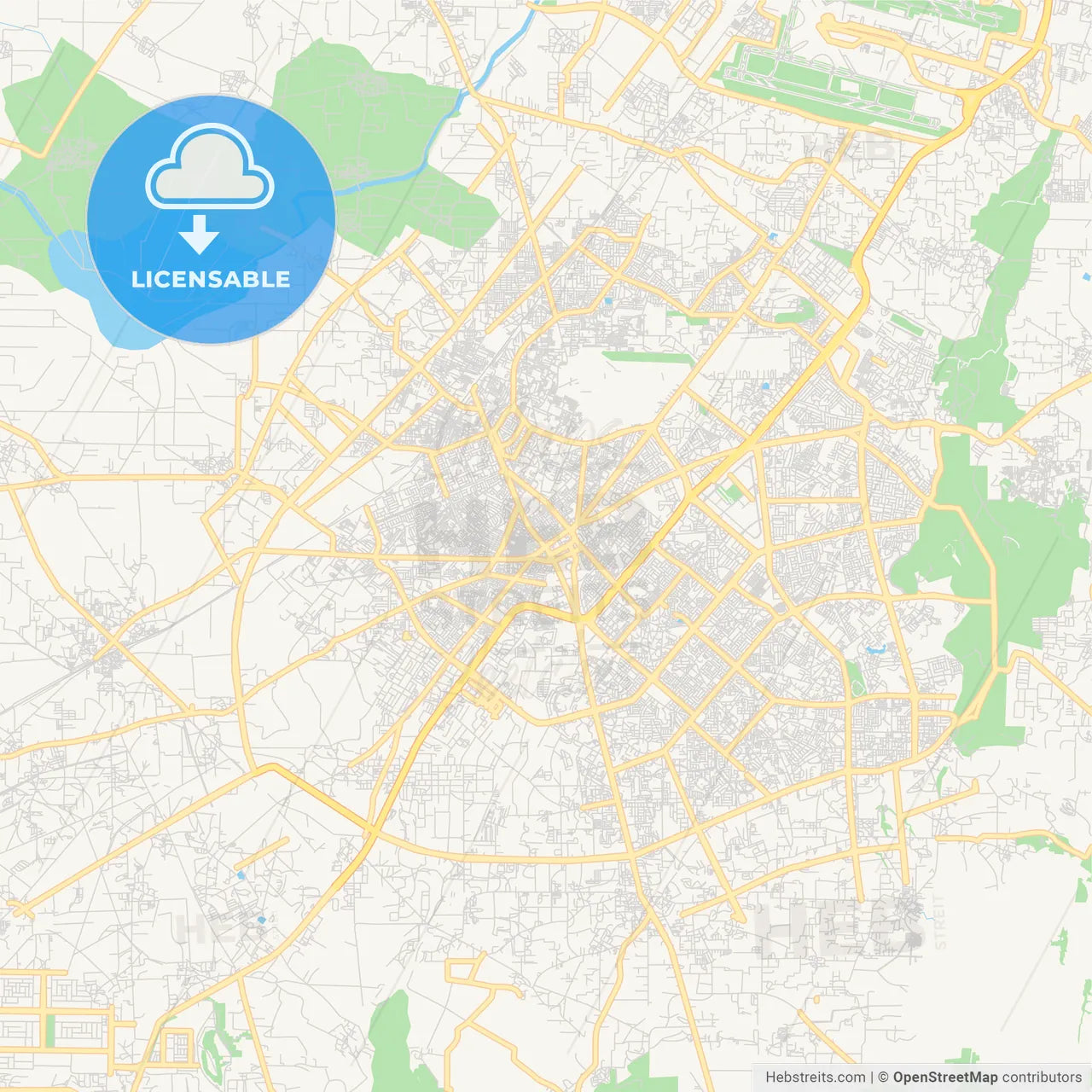 Printable street map of Gurgaon, India