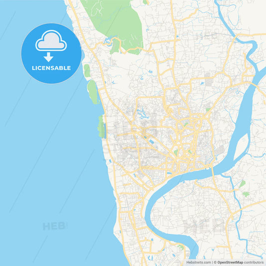 Printable street map of Chittagong, Bangladesh