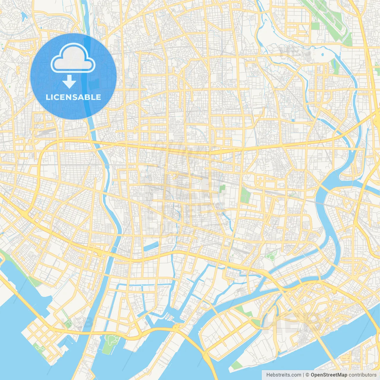 Printable street map of Amagasaki, Japan