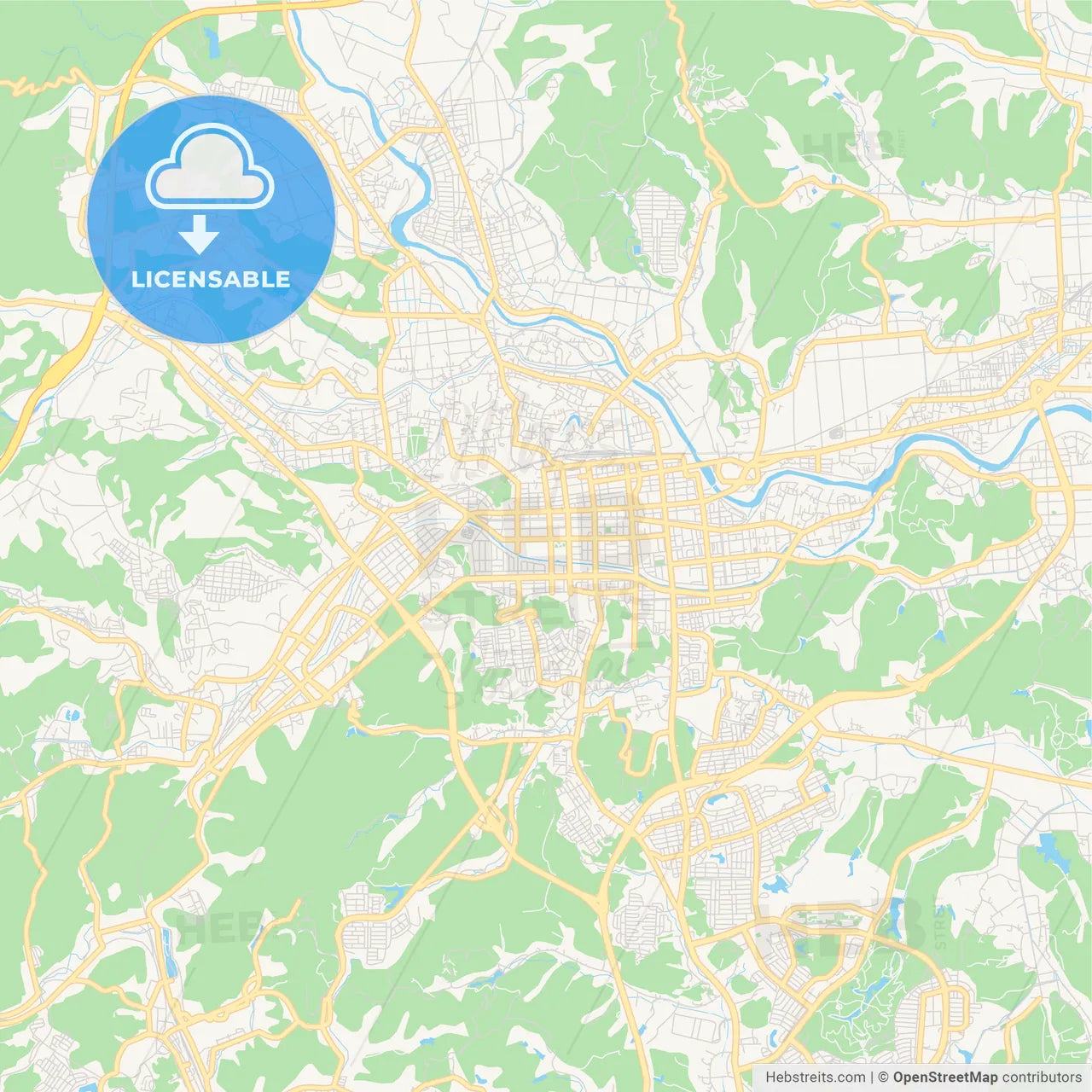 Printable street map of Iwaki, Japan