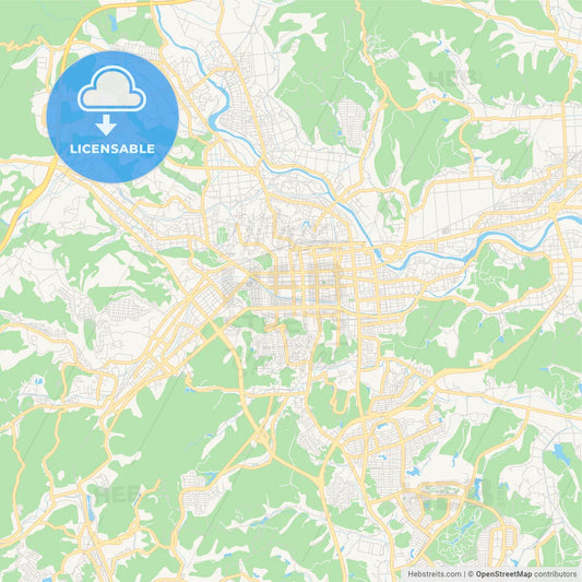 Printable street map of Iwaki, Japan