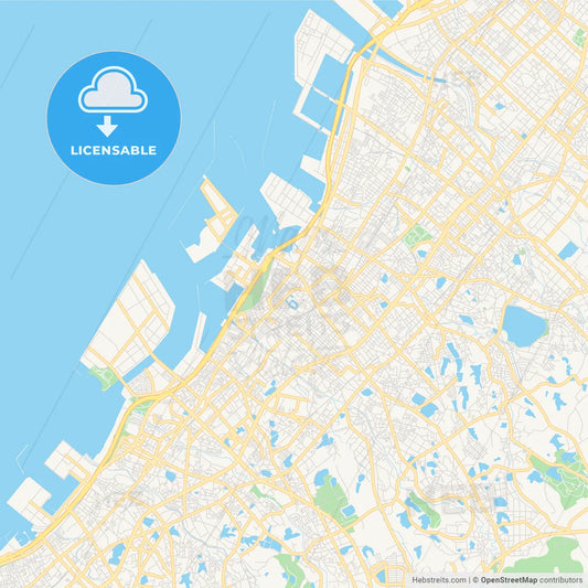 Printable street map of Kishiwada, Japan