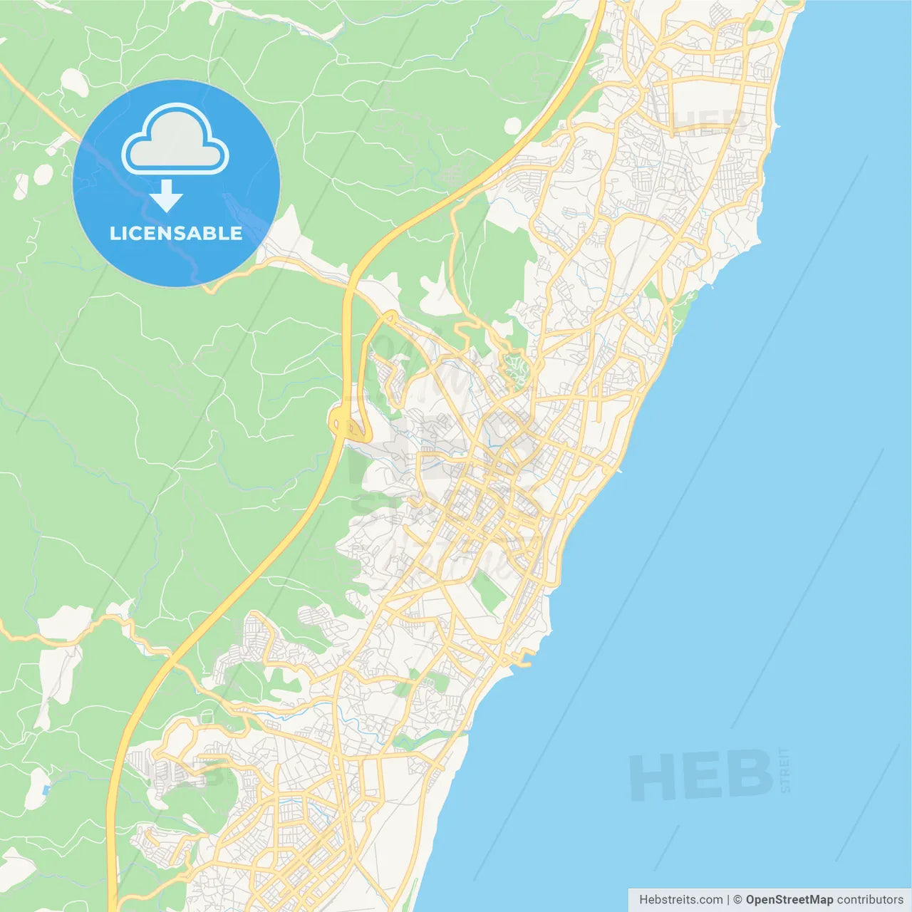 Printable street map of Hitachi, Japan