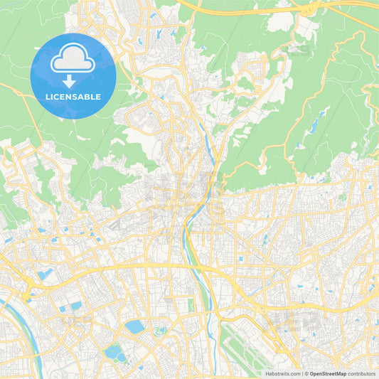 Printable street map of Kawanishi, Japan