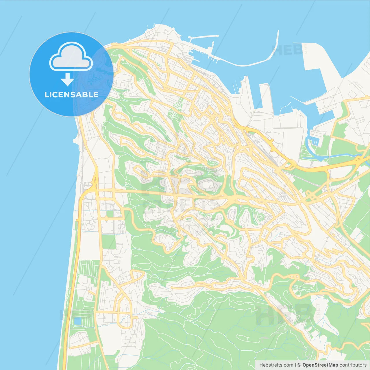 Printable street map of Haifa, Israel