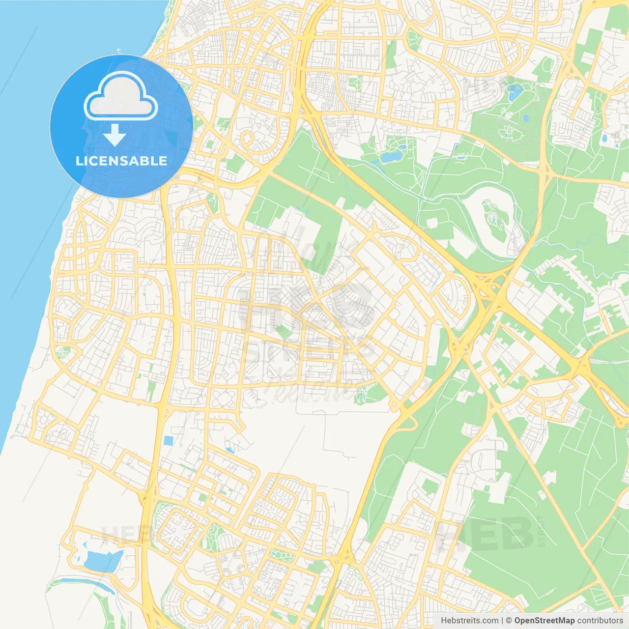 Printable street map of Holon, Israel