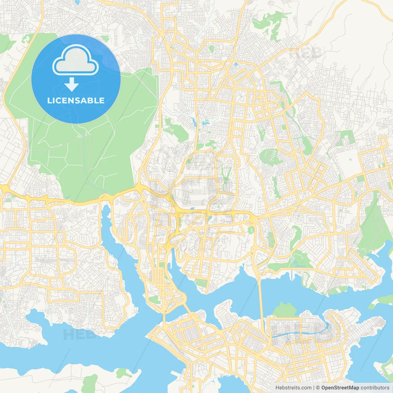 Printable street map of Abidjan, Ivory Coast