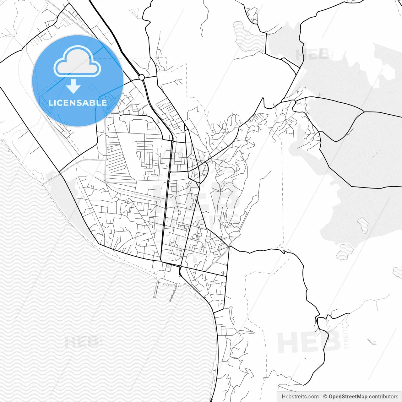 Vector PDF map of Vlorë, Albania