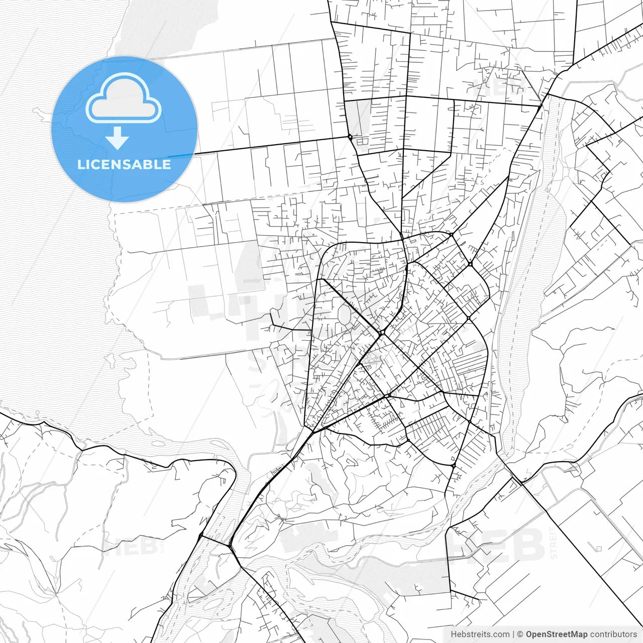 Vector PDF map of Shkodër, Albania
