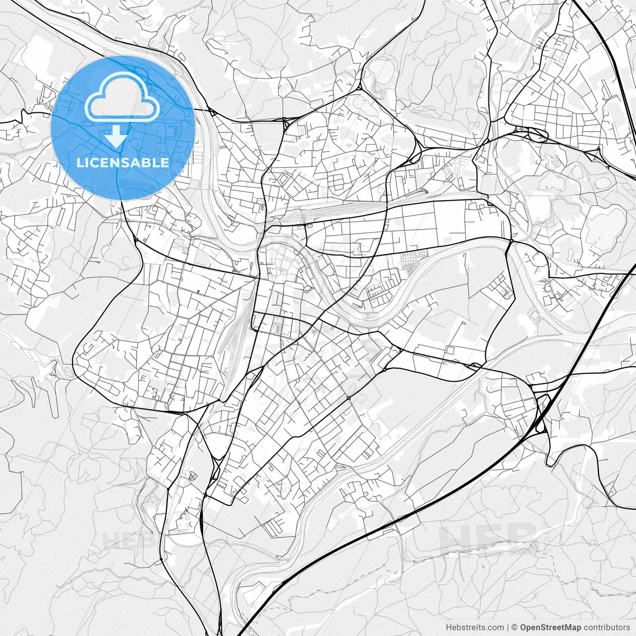 Vector PDF map of Villach, Austria