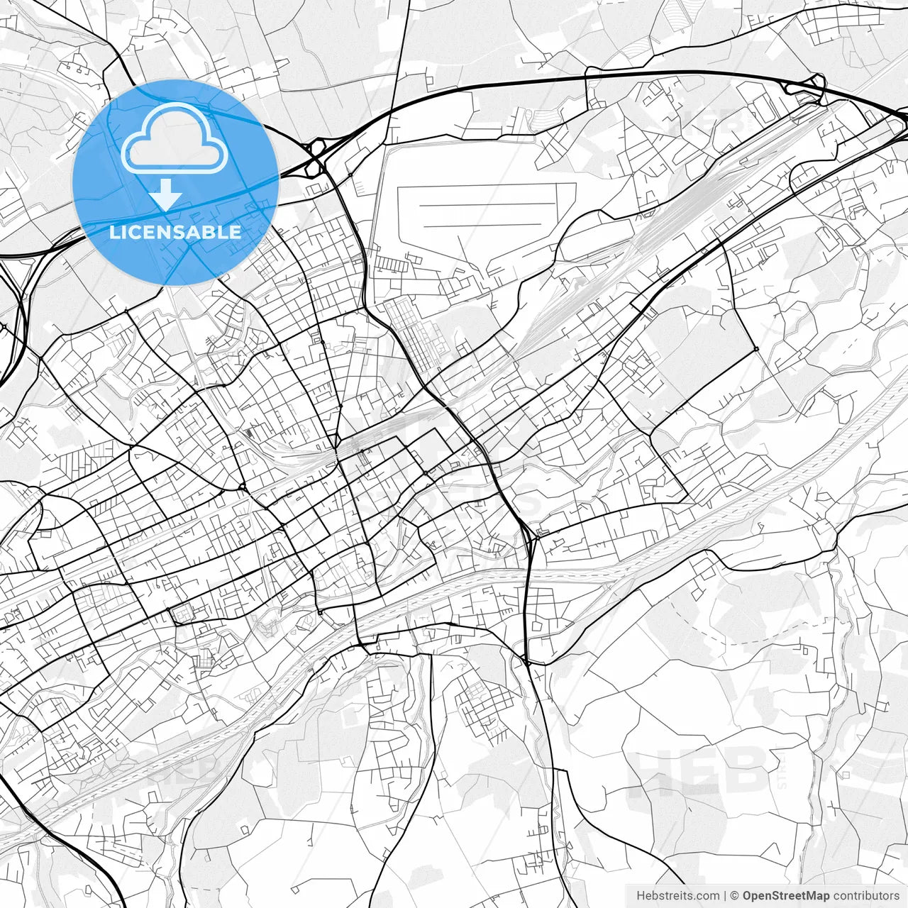 Vector PDF map of Wels, Austria