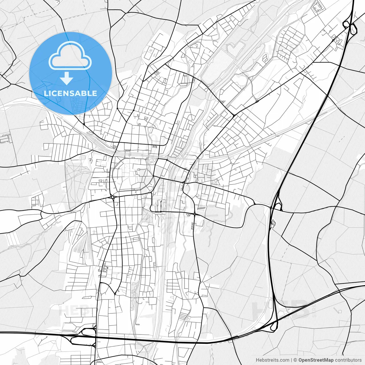 Vector PDF map of Sankt Pölten, Austria