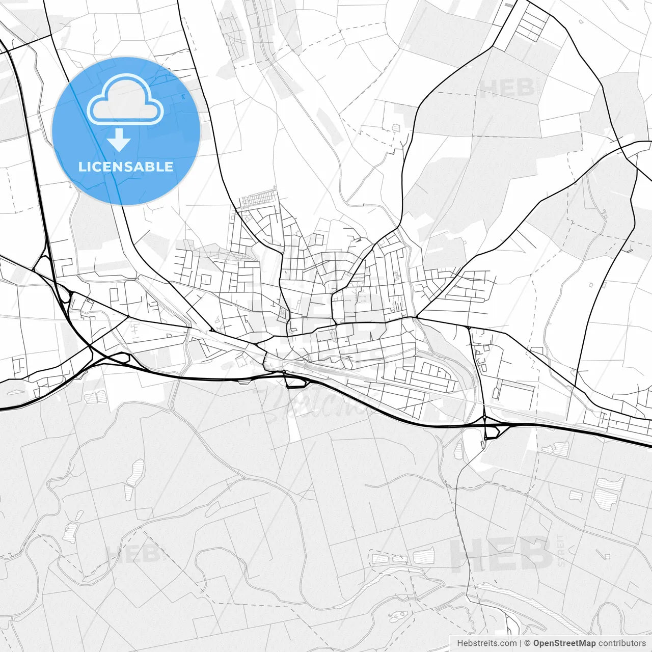 Vector PDF map of Stockerau, Austria