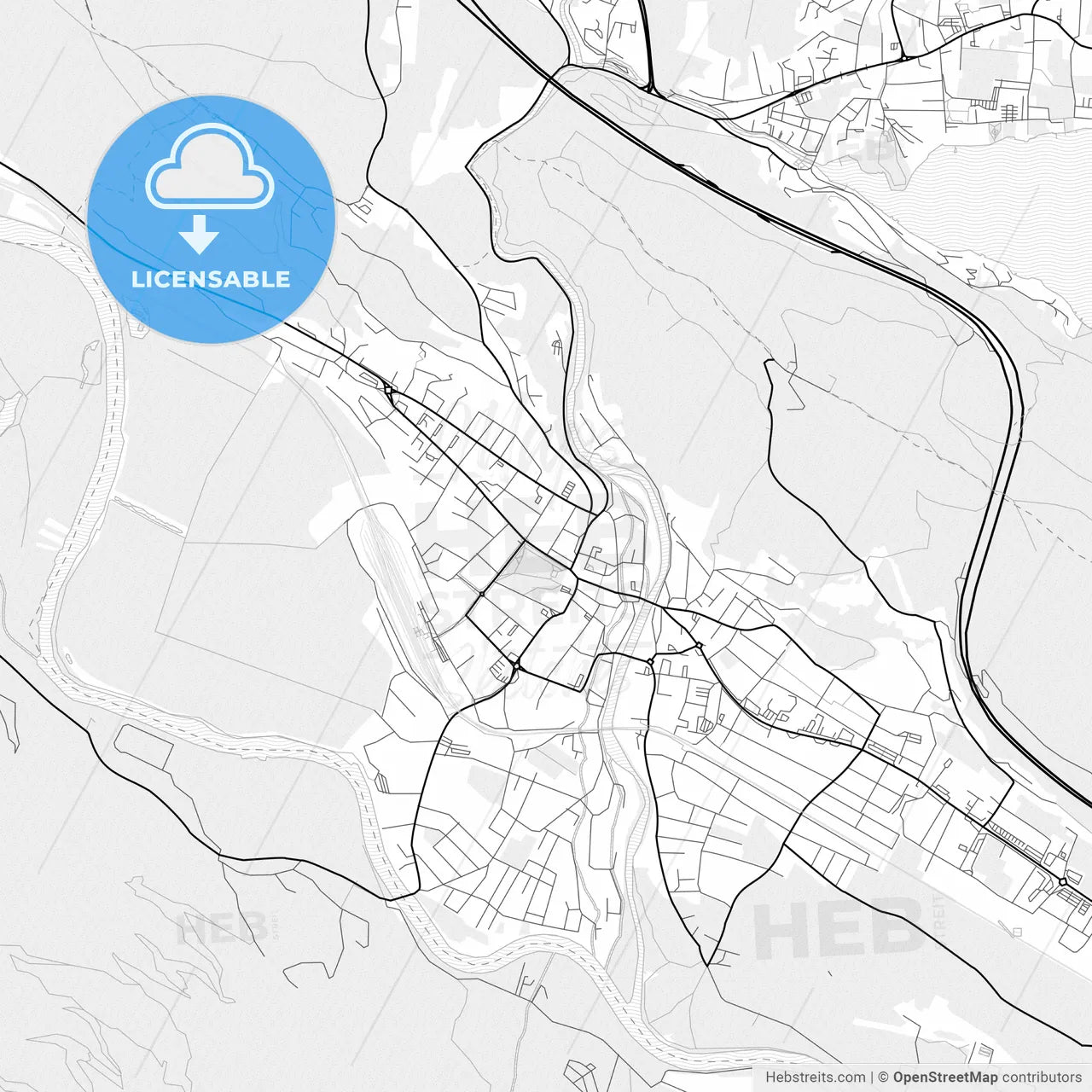 Vector PDF map of Spittal an der Drau, Austria