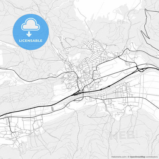 Vector PDF map of Telfs, Austria