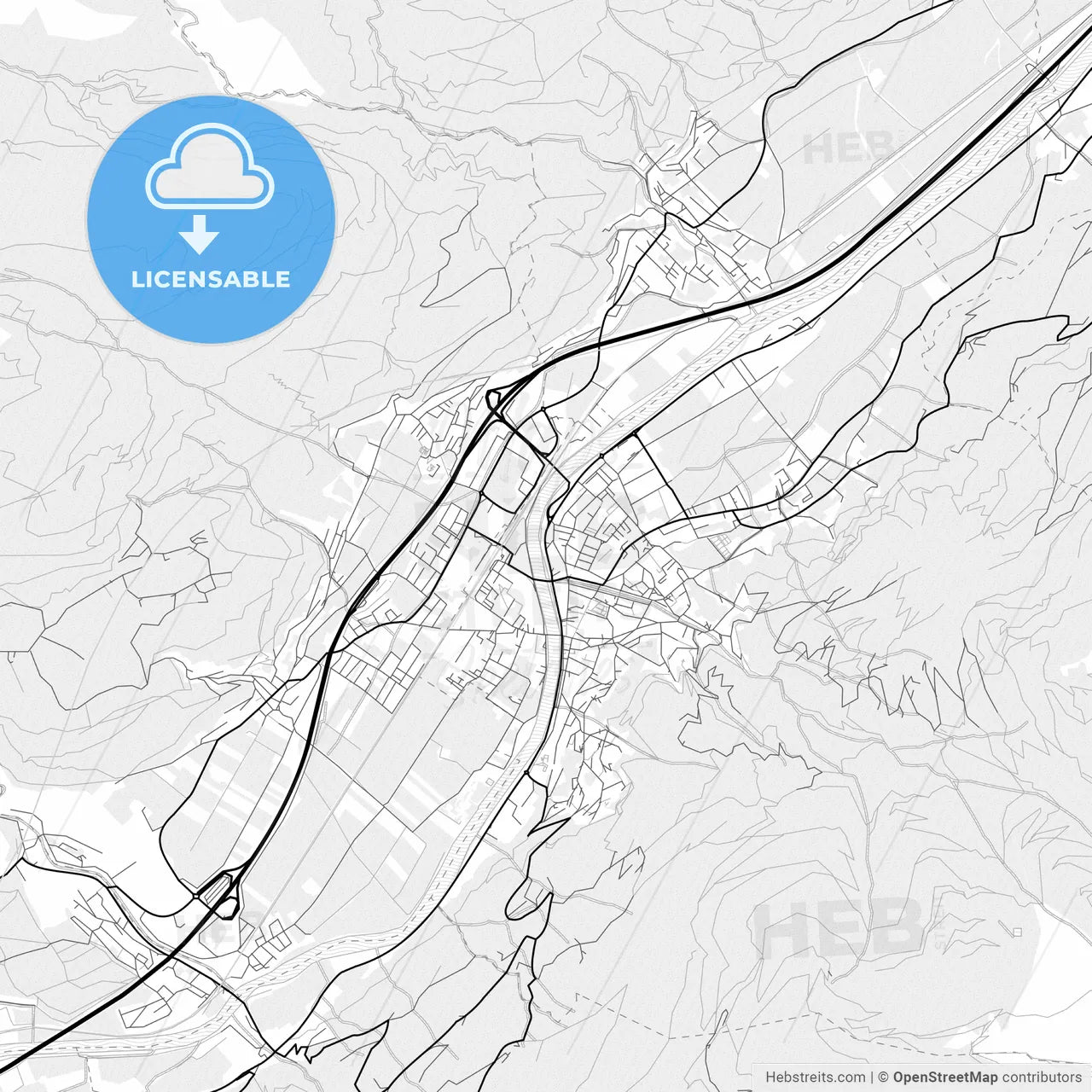 Vector PDF map of Schwaz, Austria