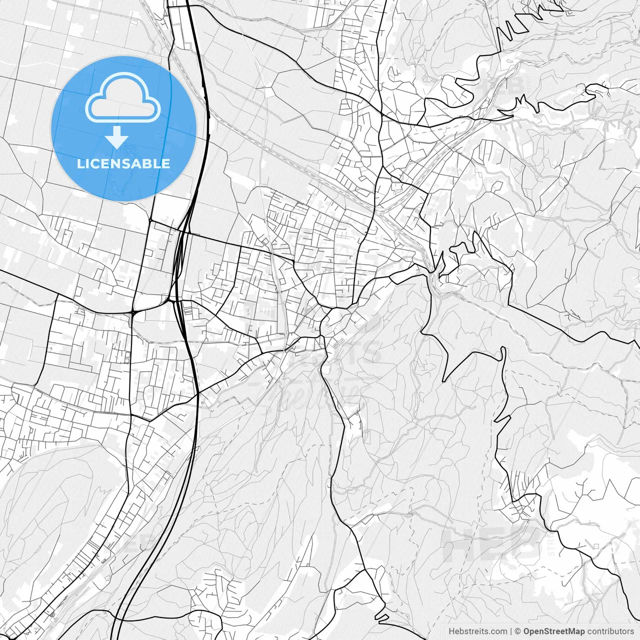 Vector PDF map of Rankweil, Austria