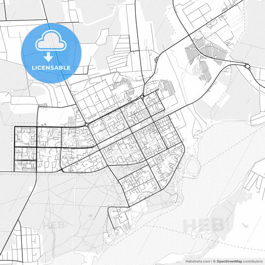 Vector PDF map of Salihorsk, Belarus