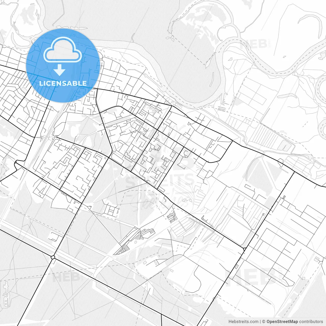 Vector PDF map of Svietlahorsk, Belarus