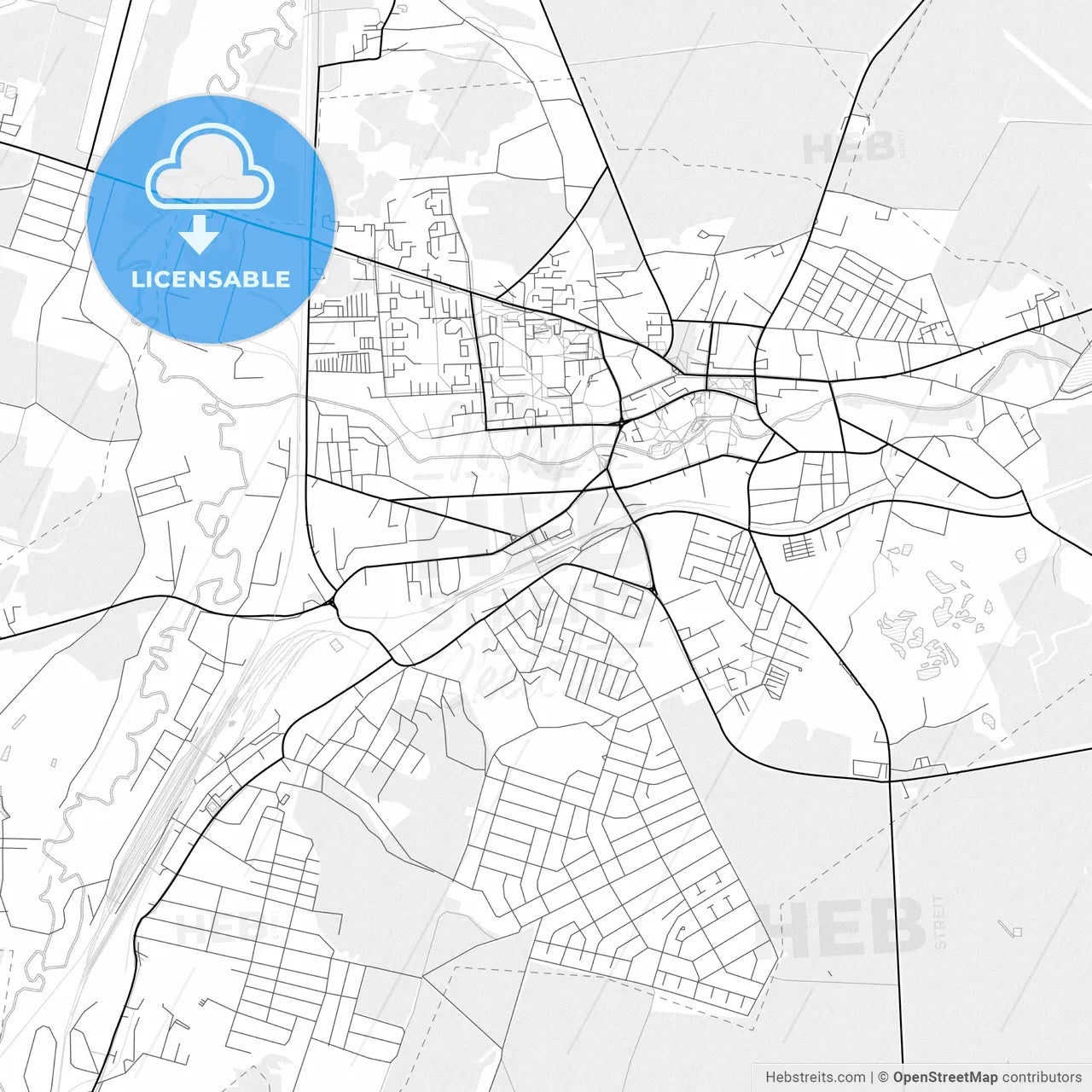 Vector PDF map of Vawkavysk, Belarus