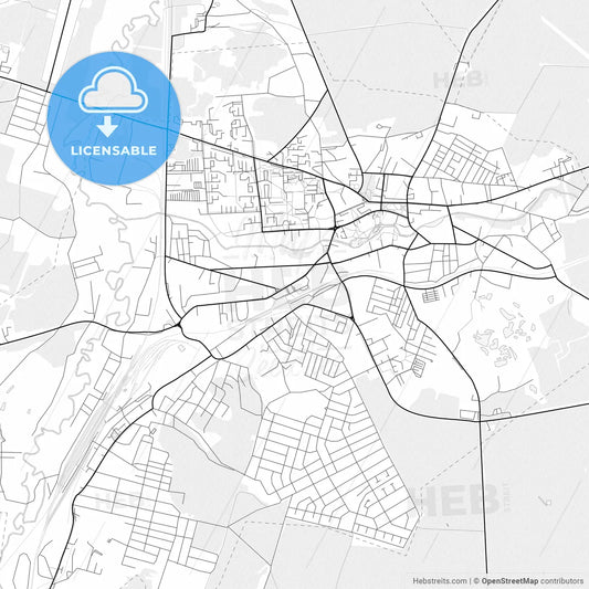 Vector PDF map of Vawkavysk, Belarus