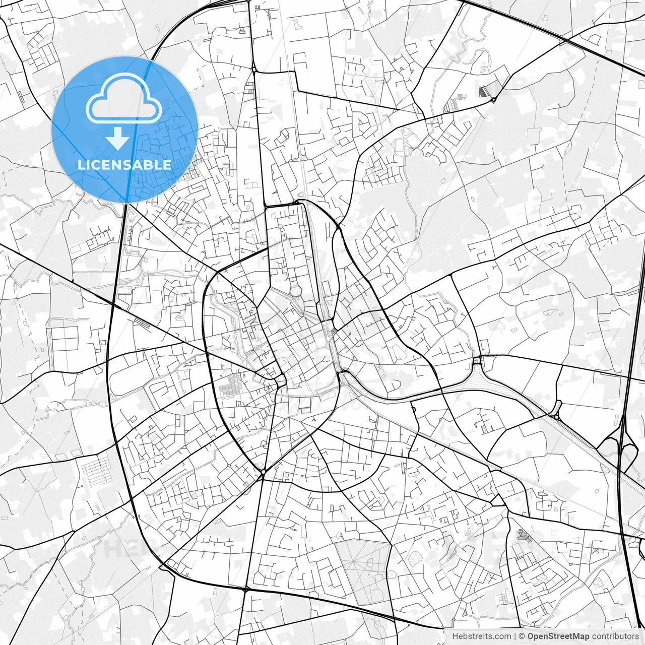 Vector PDF map of Roeselare, Belgium