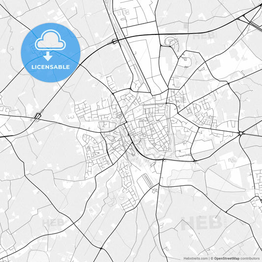 Vector PDF map of Ypres, Belgium