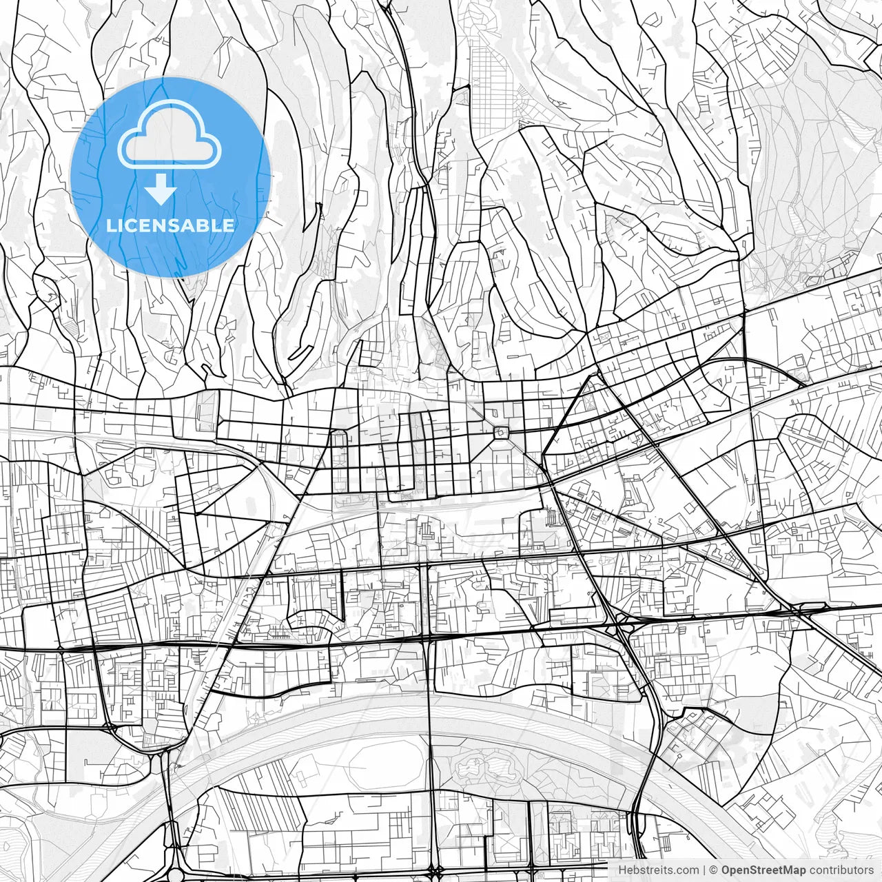 Vector PDF map of Zagreb, Croatia