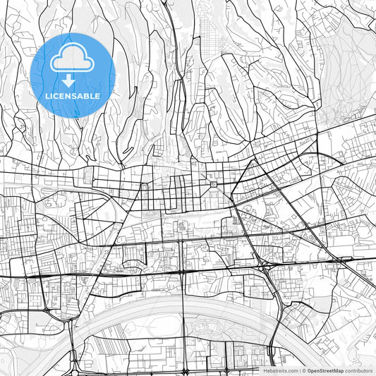 Vector PDF map of Zagreb, Croatia