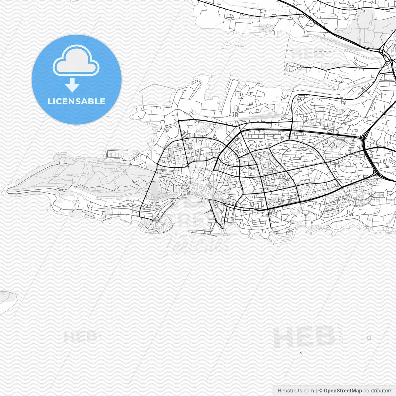 Vector PDF map of Split, Croatia