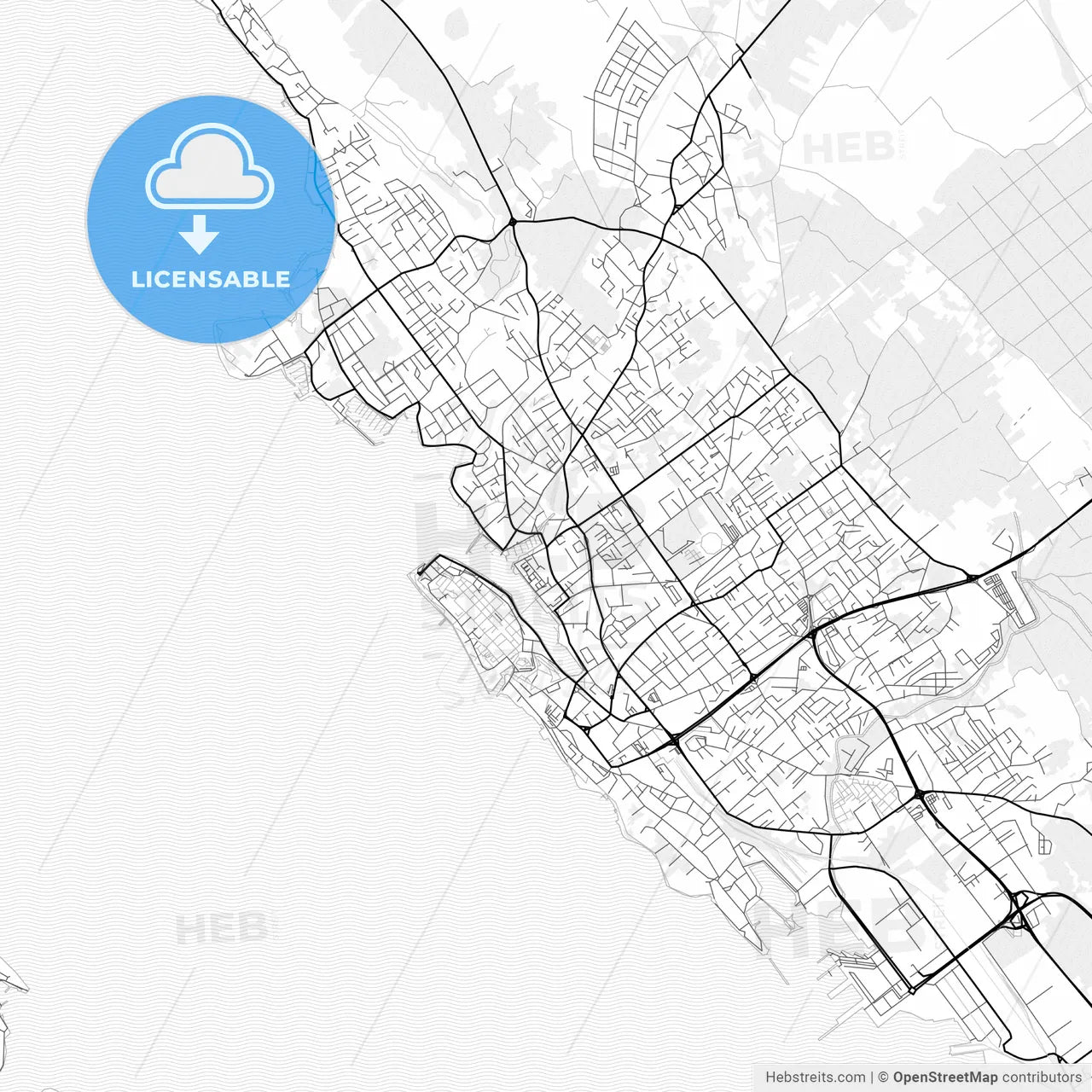 Vector PDF map of Zadar, Croatia