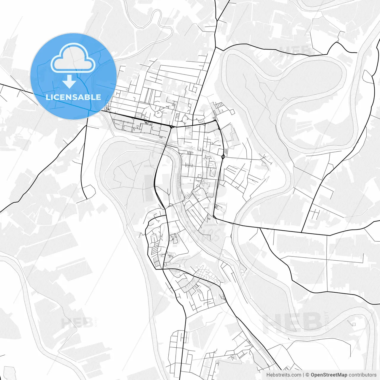 Vector PDF map of Sisak, Croatia