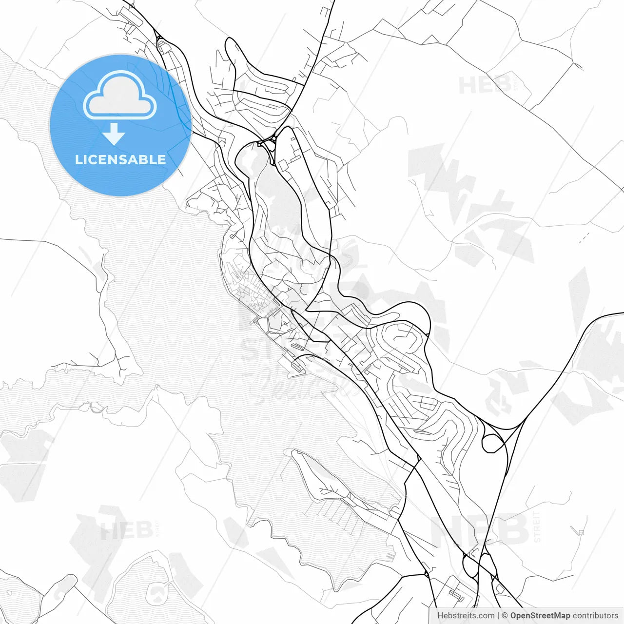 Vector PDF map of Šibenik, Croatia