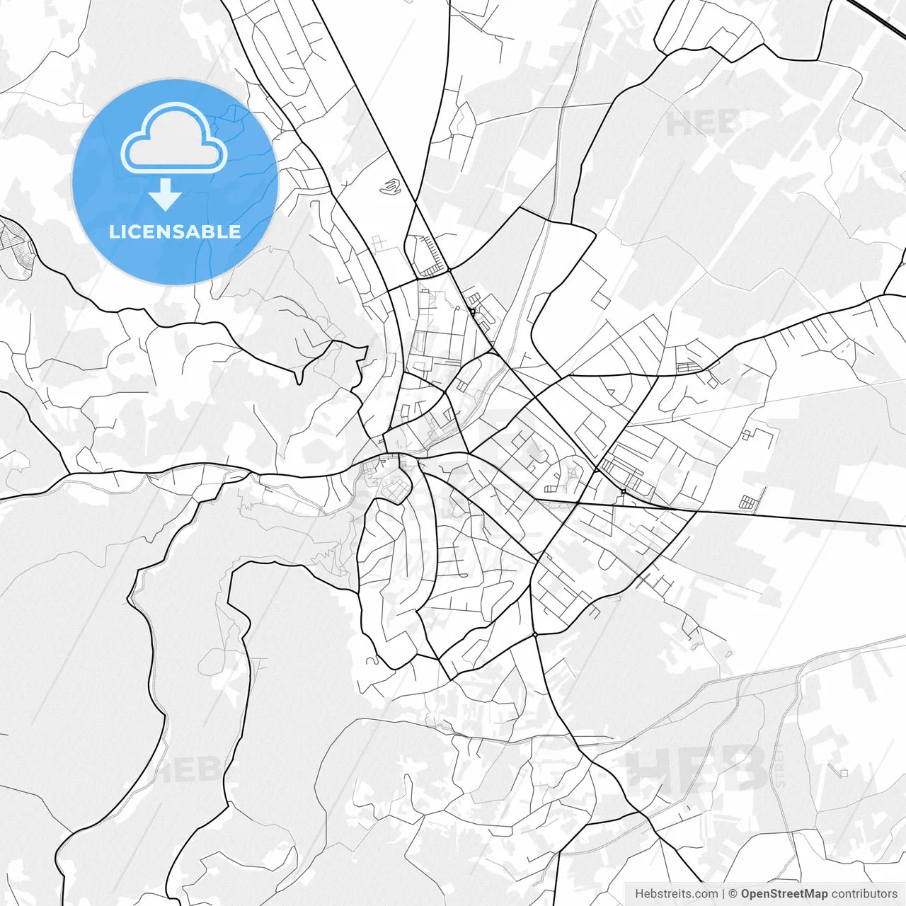 Vector PDF map of Samobor, Croatia