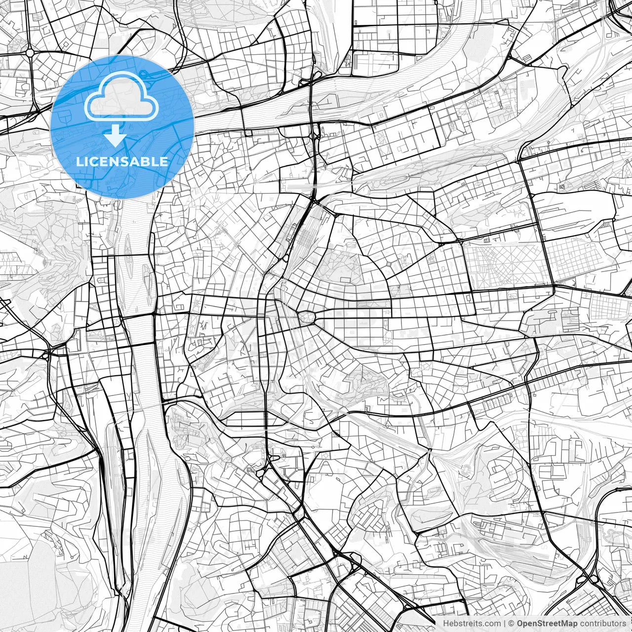 Vector PDF map of Prague, Czechia