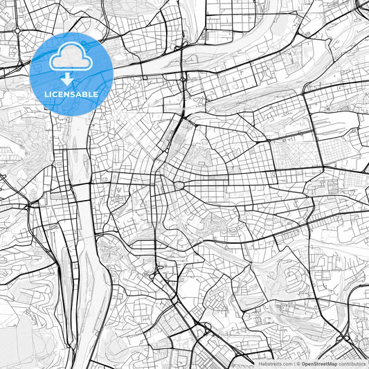 Vector PDF map of Prague, Czechia