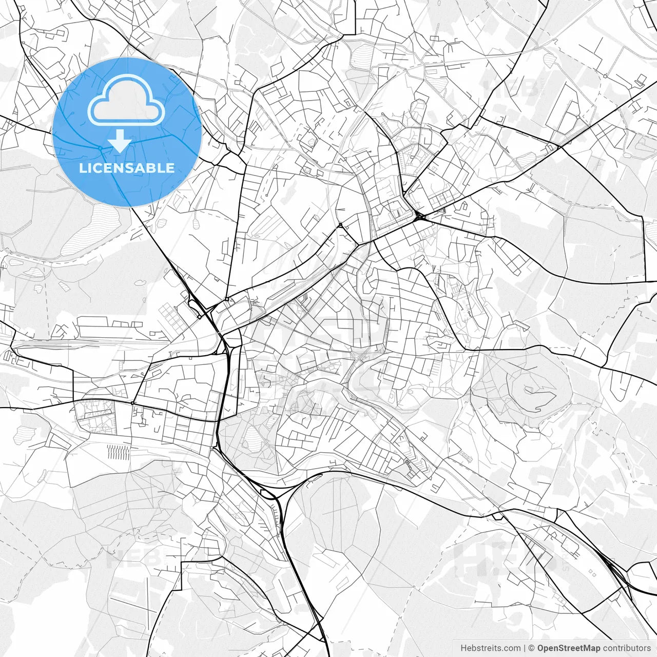 Vector PDF map of Teplice, Czechia