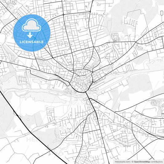 Vector PDF map of Randers, Denmark