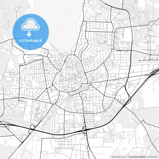 Vector PDF map of Roskilde, Denmark