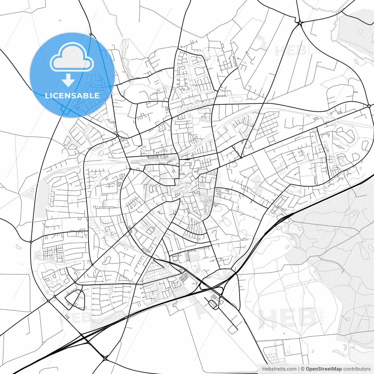 Vector PDF map of Slagelse, Denmark
