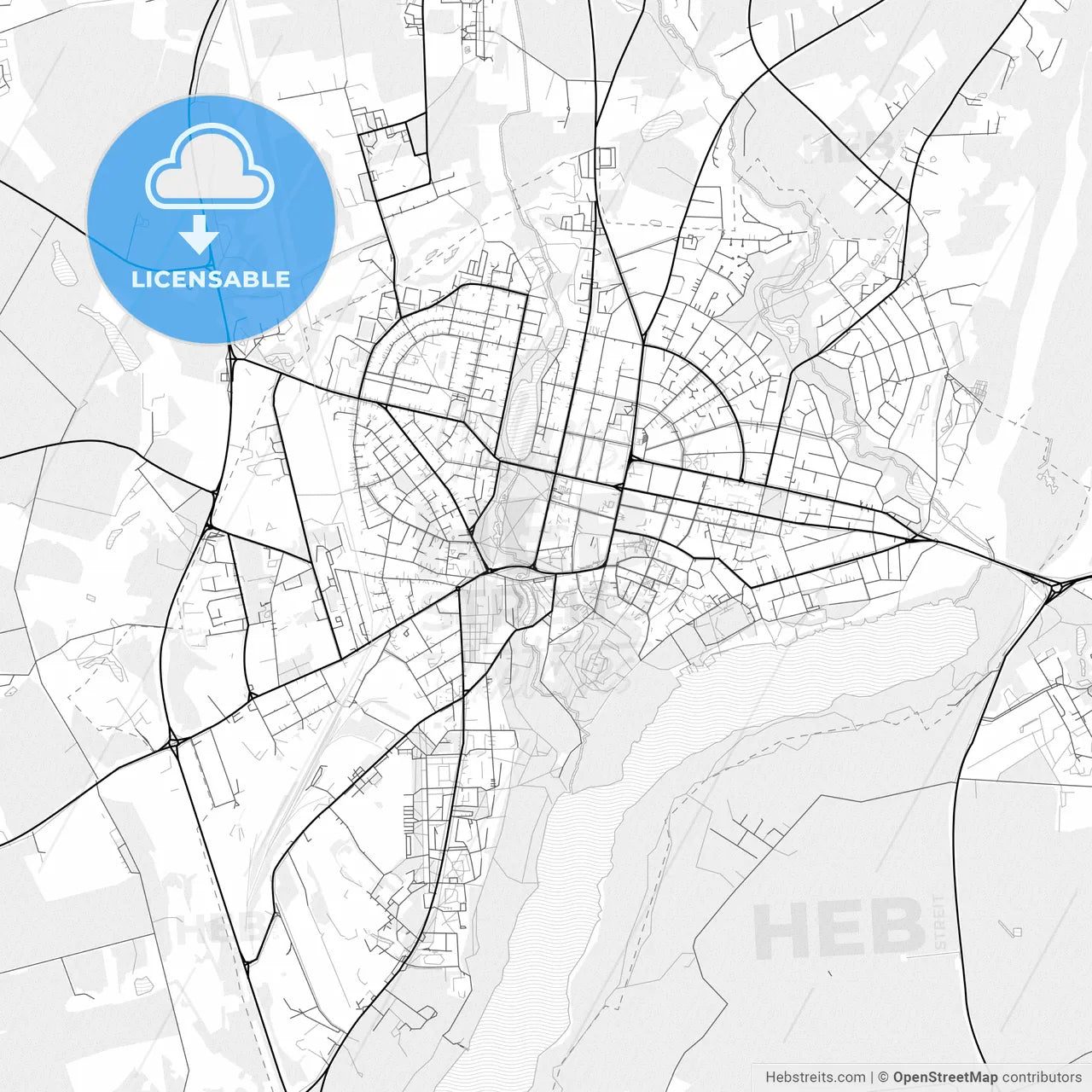 Vector PDF map of Viljandi, Estonia