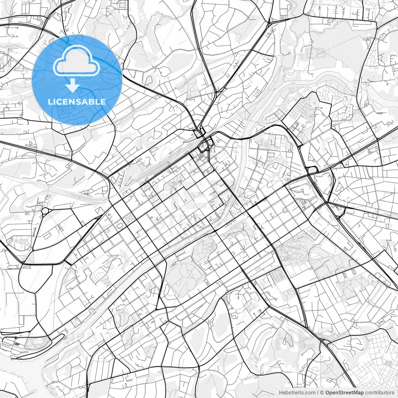 Vector PDF map of Turku, Finland