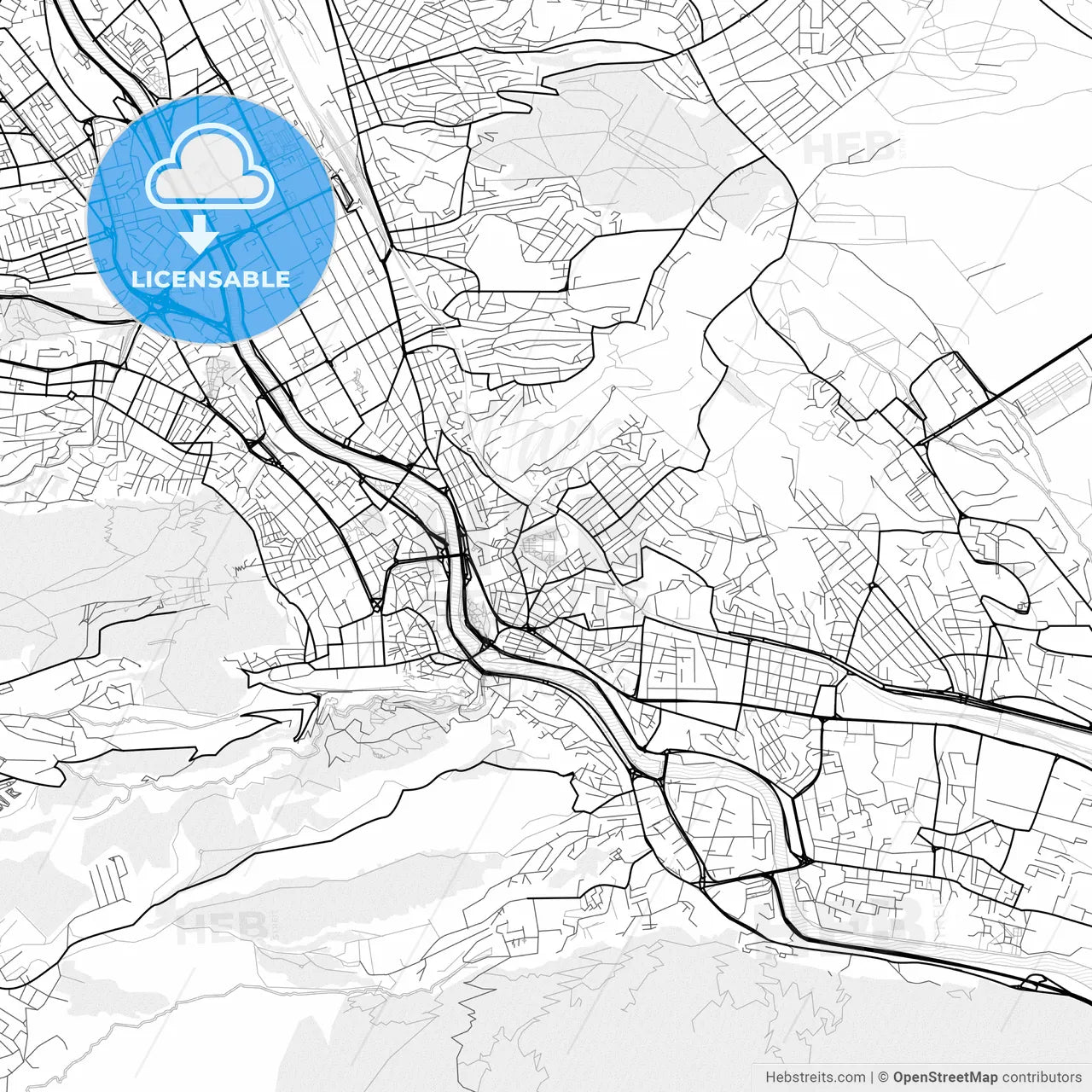 Vector PDF map of Tbilisi, Georgia