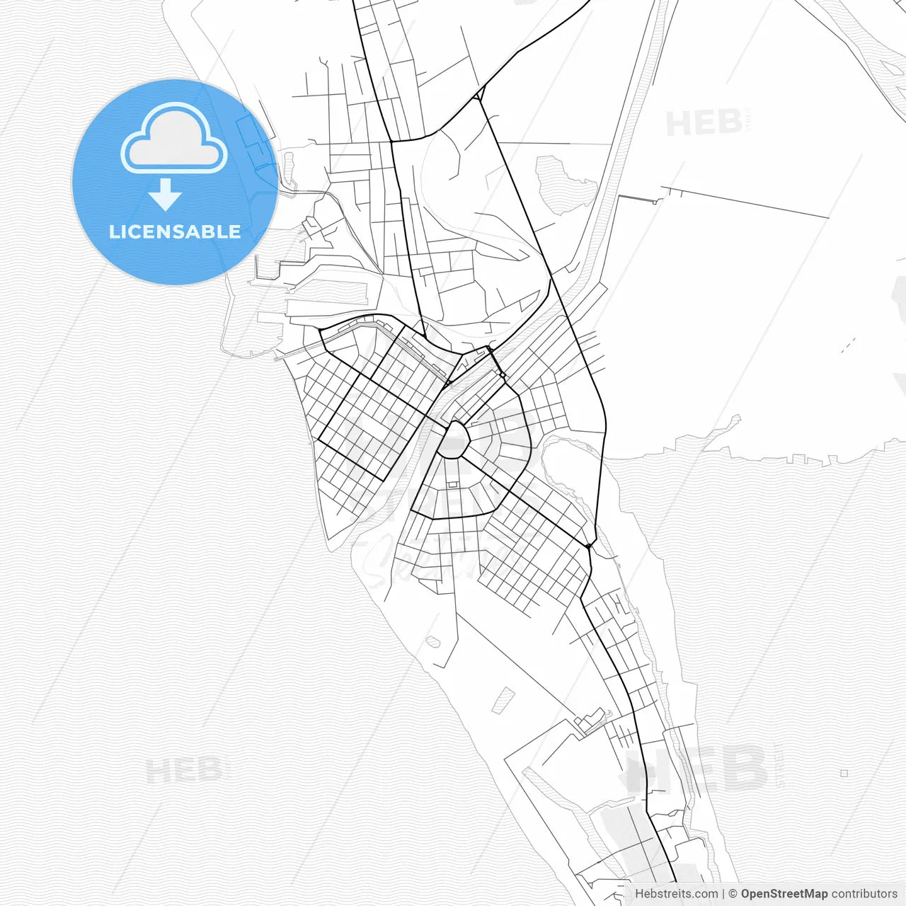 Vector PDF map of Poti, Georgia