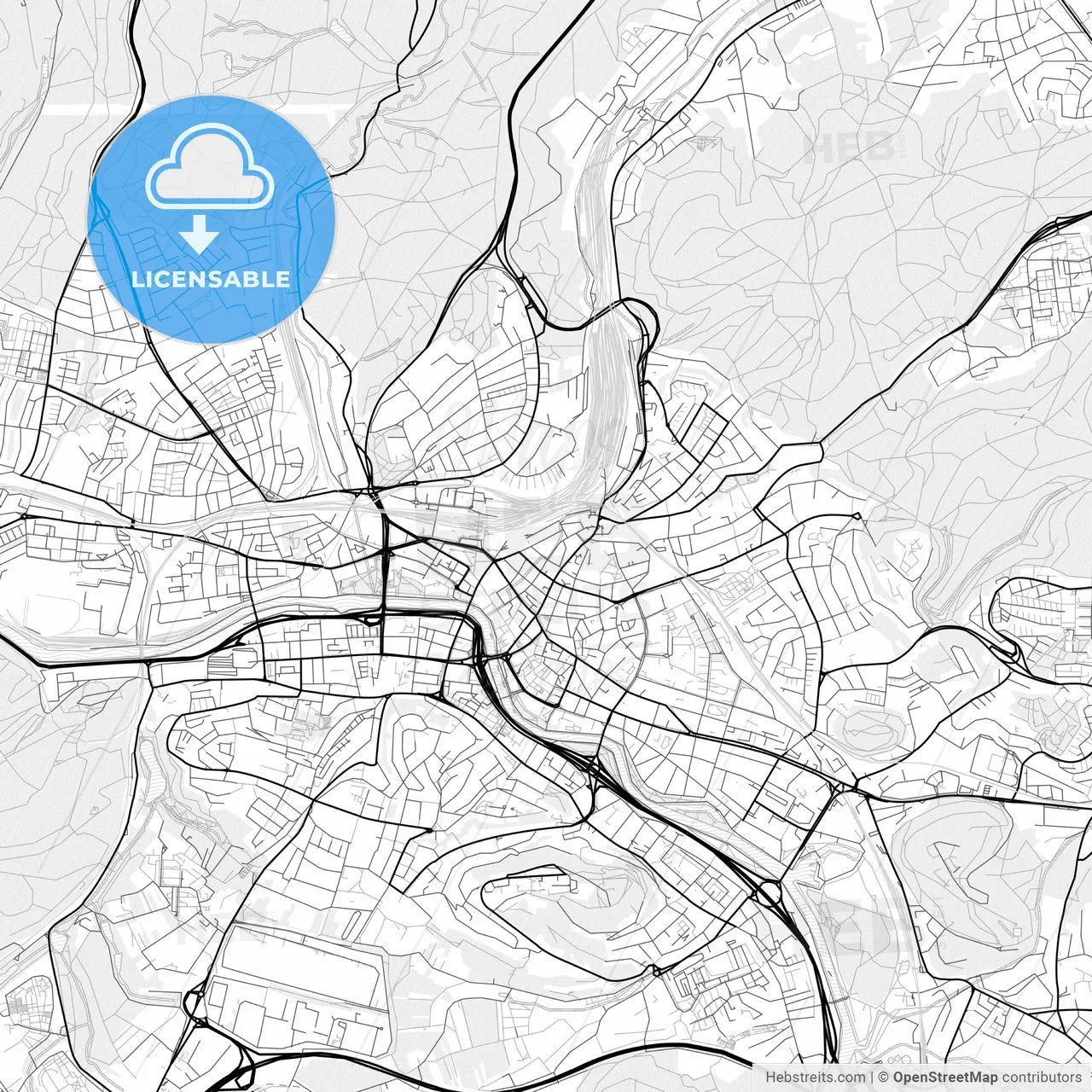 Vector PDF map of Saarbrucken, Germany