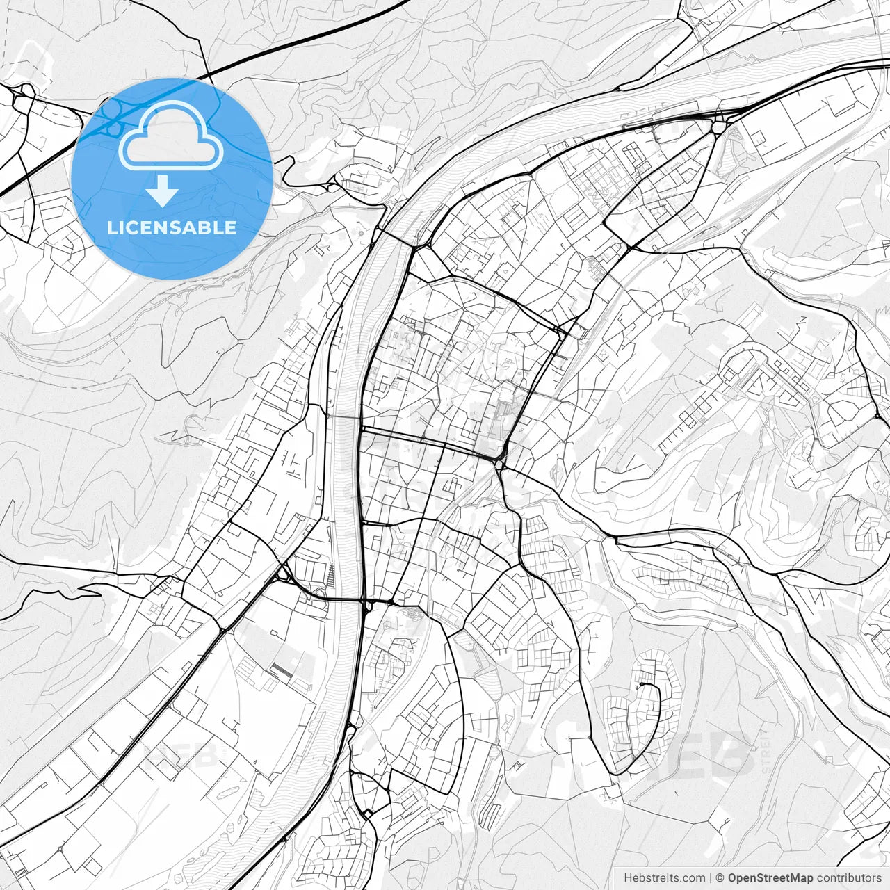 Vector PDF map of Trier, Germany