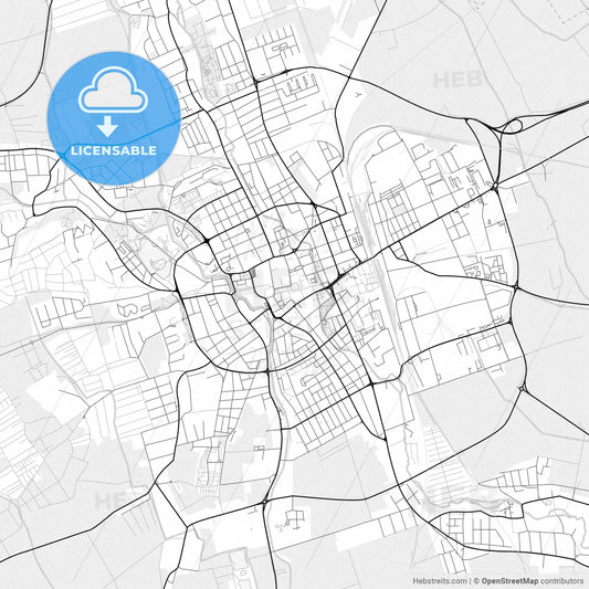 Vector PDF map of Szombathely, Hungary