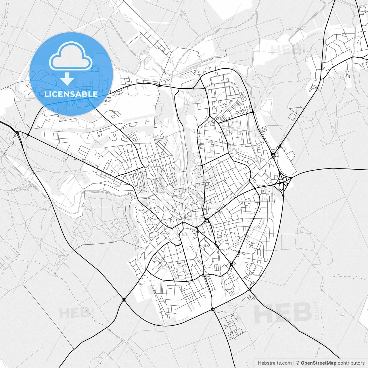 Vector PDF map of Veszprém, Hungary