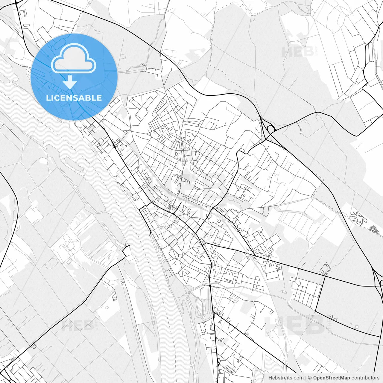 Vector PDF map of Vác, Hungary